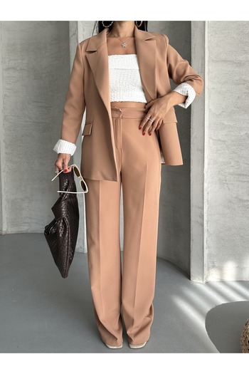 MYGİYİMİSTANBUL Σετ παντελόνι Blazer Jacket φαρδύ πόδι