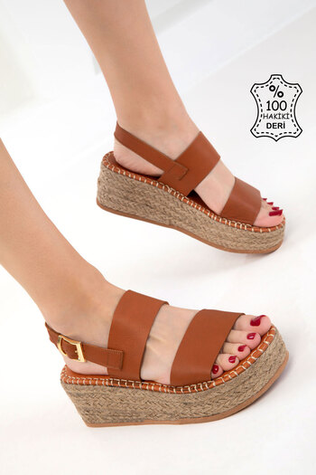 SOHO Tan Genuine Leather Women's Sandals 20683