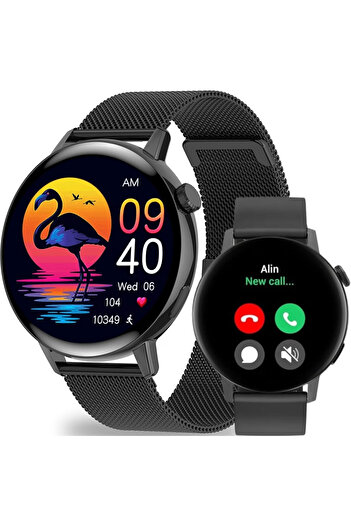 Smart Vibe SmartWatch DT™ WATCH3 MINI, Apelare Bluetooth HD, 1.19" Borderless 4D, GPS Route Tracking, Black
