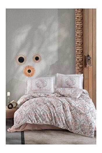 Clasy Ranforce Double Duvet Cover Set - Hezen V1 Beige