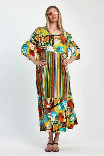 bacc Maxi Size Green Printed Woven Viscon Dress Bcvl-258188