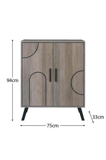 Generic 4-Tier 2-Door Malaysian Wooden Shoe Cabinet - Gray with Brown