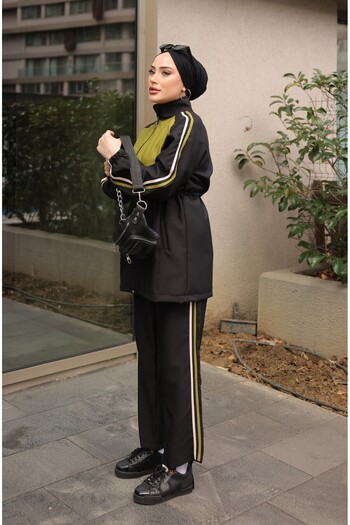 Wovi Moda Σετ αθλητικής φόρμας Hijab - Σετ με φερμουάρ, Σετ δύο τεμαχίων, Σετ πάτου και επάνω