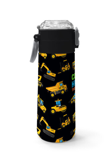 Coral High Kids Black Yellow Construction Machine Patterned Steel Thermos with Straw and Direct Drinking 500 ml 31920