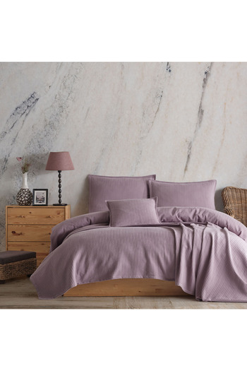 Lief Home 100% Cotton Knitted Patterned Multi-Purpose Bedspread| 220x230