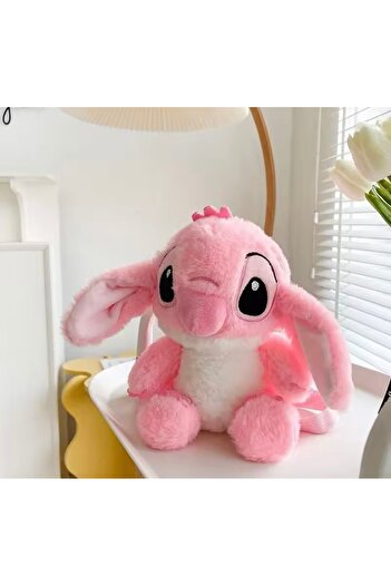 Happystore 30 Cm Karikatür Pembe Stitch Peluş Anaokulu Okul Çantası