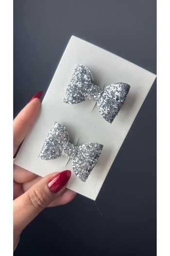 Toka Perisi Baby Silver 2-Piece Mini Luna Bow Klisp Buckle