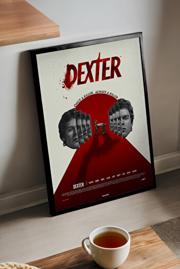 Duvarda Dexter Siyah Ahşap Çerçeveli Dizi Duvar Tablosu