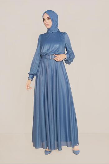Alvina Glossy Fabric Belt Dress 40736