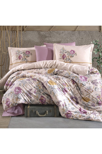Clasy Ranforce 100% Cotton Duvet Cover Set Double Mirante V1 Pink