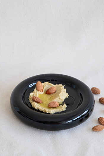 Beige & Stone Ceramic Small Size Glossy Black Donut Dessert Plate