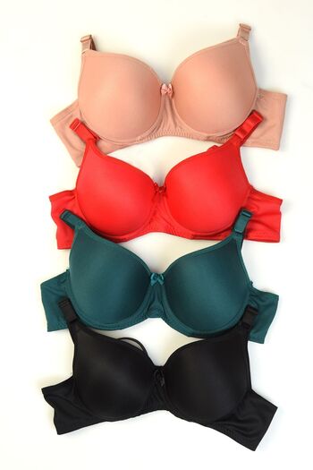 AURRARİ 4 Push Up Padded σουτιέν - Καφέ, Κόκκινο & Σμαραγδένιο Μαύρο
