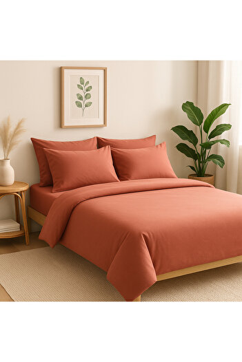 Prime Sleeks Single 100% Cotton Duvet Cover Set 160X220 Cm, Set with Elastic Sheet, Dusty Rose