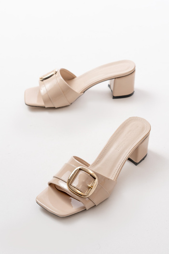 marinarosse Igor Beige Patent Leather Women's Heeled Slippers