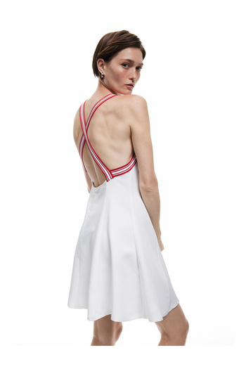 Koton Viscose Linen Blended Mini Dress with Cross Strap Detail on the Back
