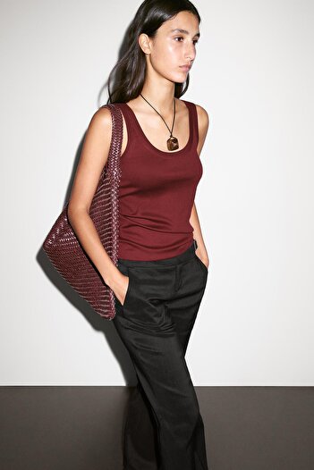 Massimo Dutti Askılı %100 pamuklu bluz