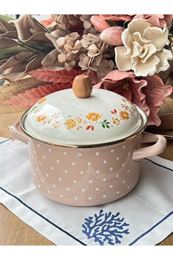 ROSSEV Enamel Gathered Polka Dot Pot 20 CM