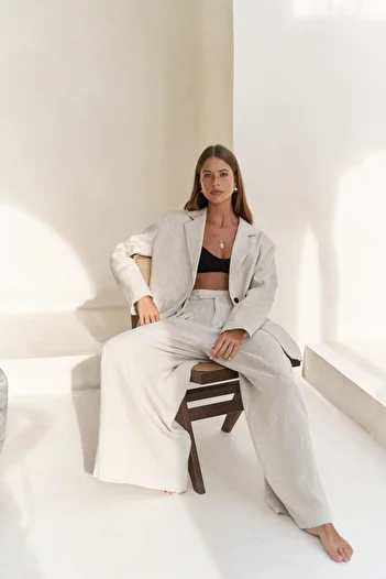 BOHEMAİ Sinai Linen Basic Natural Blazer