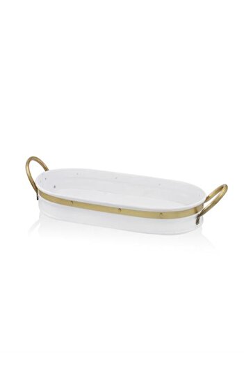 ROSSEV Galvin Tepsi Beyaz Oval 33x65 Cm