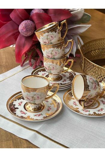 ROSSEV 24K Hürrem Turkish Coffee Cup - 12 Pieces for 6 People
