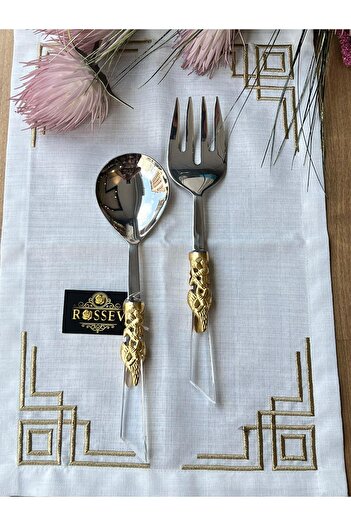ROSSEV Silver Gold Salad Service Set of 2