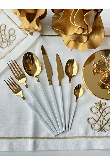 ROSSEV Carre Titanium White Gold - 42 Piece Cutlery Set