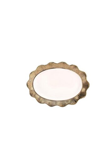 ROSSEV Servis Tabağı Lace Oval Gold 38 Cm