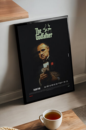 Duvarda The Godfather Siyah Ahşap Çerçeveli Film Duvar Tablosu