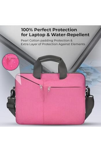 Glassology 15.6" Laptop Bag, Water-repellent & Shockproof, Lightweight Briefcase For Work, School (PINK).