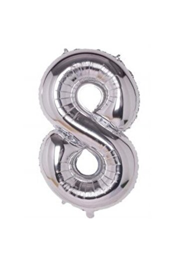 Deniz Party Store 40" Inch 100 cm (8) Number Foil Balloon Silver Gray