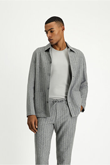 Kiğılı Regular Fit Woolen Striped Sports Jacket