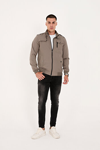 LEBS Men's Stand Collar Zippered Summer Coat