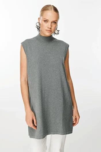 Ghisa Gray Sleeveless Knitwear Tunic