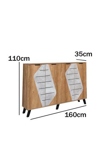 Generic Wooden Shoe Cabinet 2 Sections with 5 Levels