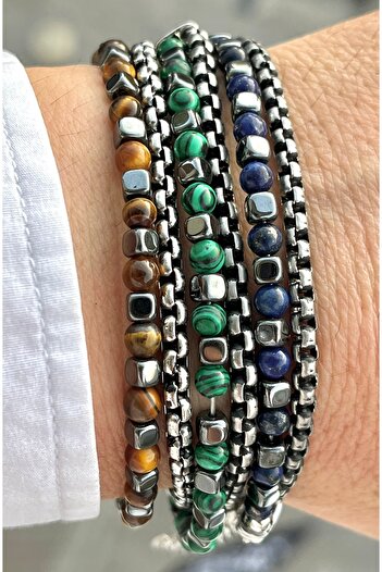 Naviforce Men's Steel and Meaningful Stone Bracelet