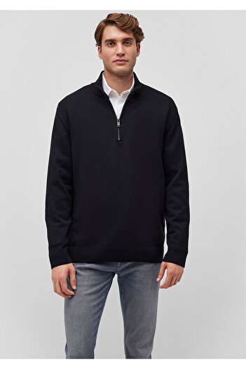 Mavi Half Zip Stand Collar Black Sweater Regular Fit / Regular Fit 0710256 -900