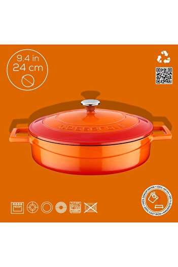 Lava Döküm Çok Amaçlı Yayvan Tencere. Folk Serisi Çap(Ø)24cm.
