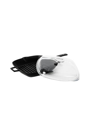 Lava 26x26cm Square Grill Pan - Glass Lid, Iron Solid Handle Casting