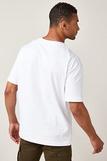 BESSA Men's White Crew Neck Cotton Basic T-Shirt Comfortable Fit