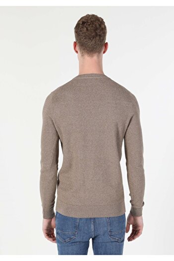 Colin's Regular Fit Round Neck Jacquard Men's Gray Sweater Cl 1046786
