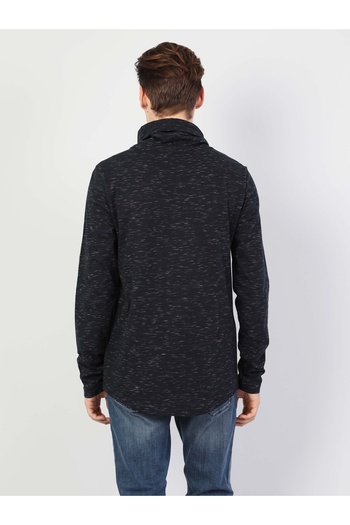 Colin's Regular Fit Men's High Collar Blue Long Sleeve T-Shirt Cl1047355