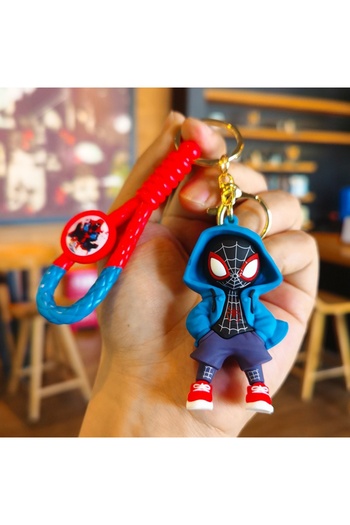 Choice Blue Marvel Spiderman Cartoon Keychain Handsome Superheroes Key Ring Charm Ornaments Jewelry Schoolb