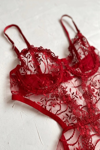 Gece İncisi Bodysuit - Floral Detailed Design