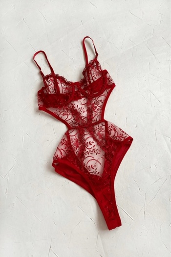 Gece İncisi Bodysuit - Floral Detailed Design