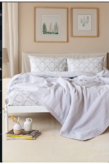 Luca Sera Gray Double 4 Piece Pique Set