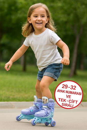TOYFEST Frozen Themed Single and Double Row 3 Wheel Skates - (Adjustable for Number 29 - 32)