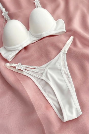 Gece İncisi Ecru Star Detailed Supported Bra Set