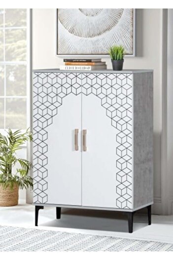 Generic Two-Door 5-Tier Wooden Shoe Cabinet - Gray