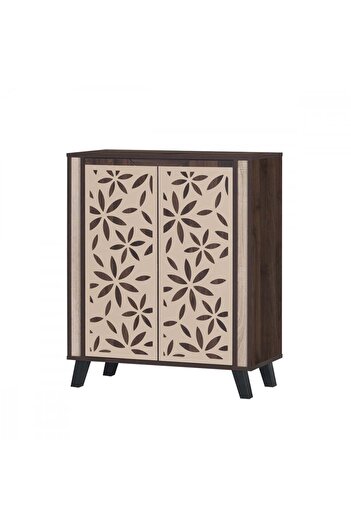 Generic Shoe Cabinet 4 Tiers Malaysian Wood in Brown and Beige