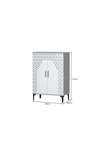 Generic Two-Door 5-Tier Wooden Shoe Cabinet - Gray